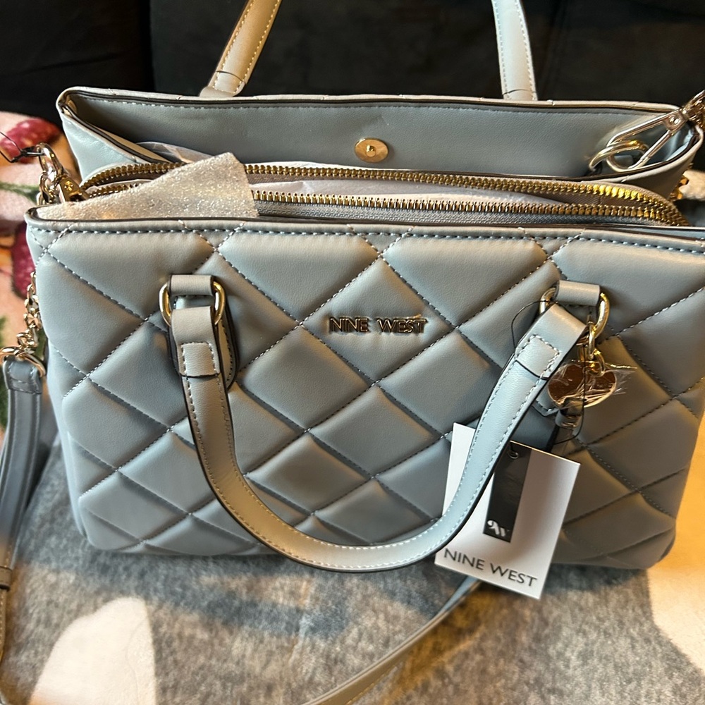 Nine West Quilted Blue Shoulder Bag